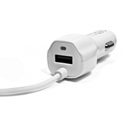 Ładowarka samochodowa  micro USB + USB 3.1A Biały